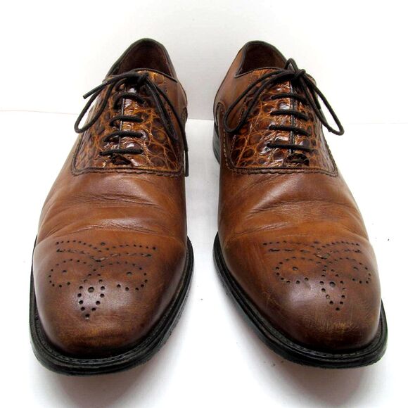 Belvedere Mens Handmade Brown Leather And Genuine Alligator  display picture 1